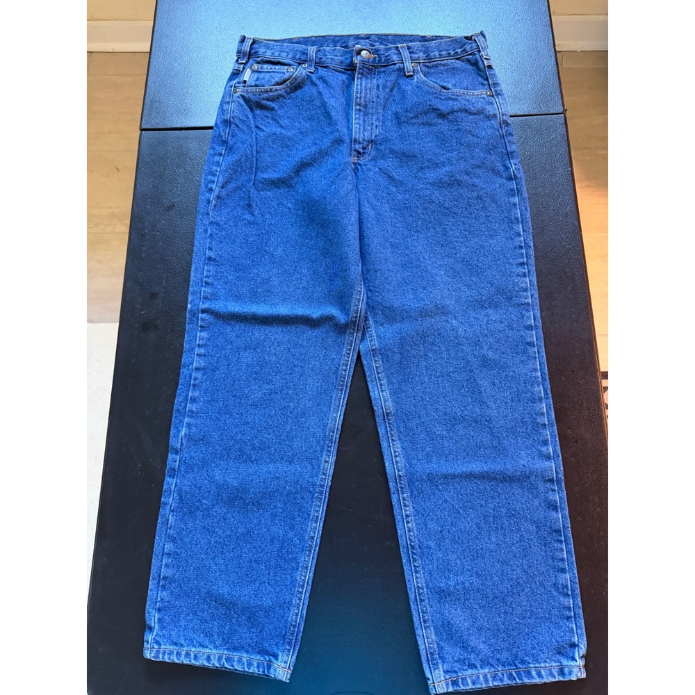 Carhartt B17DST Relaxed Fit Jeans Mens 36x30 Dark Stone Blue Cotton Denim Work